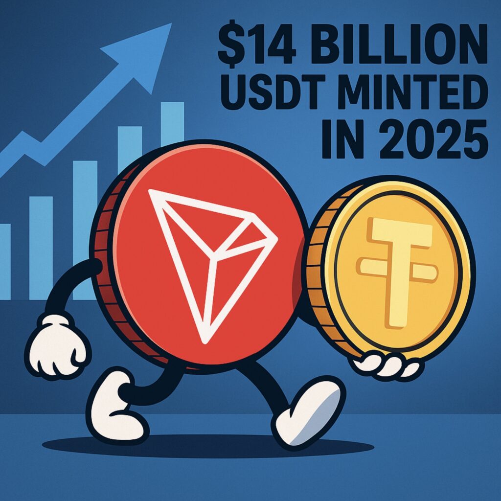 TRON minted $14B USDT in 2025.
